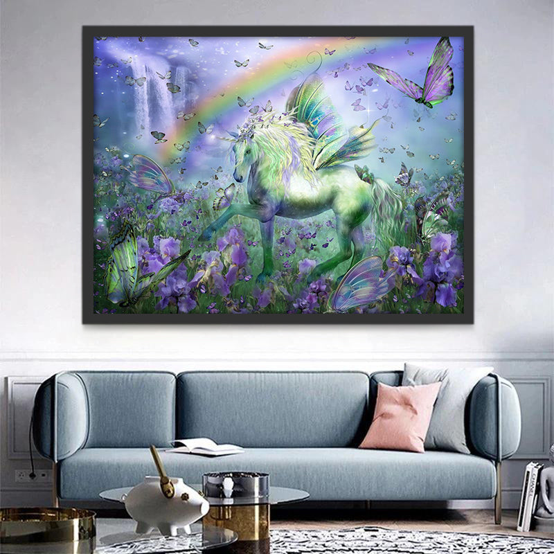 Eenhoorn Vlinders Regenbogen Schilderen op Nummers