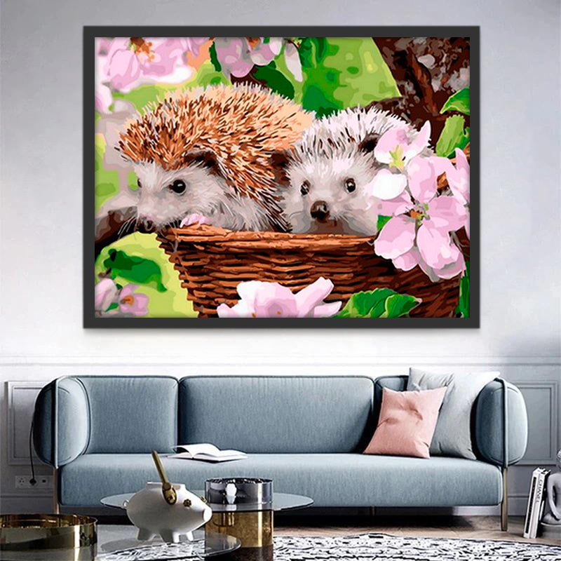 Egel in een bloemenmand Schilderen op Nummers