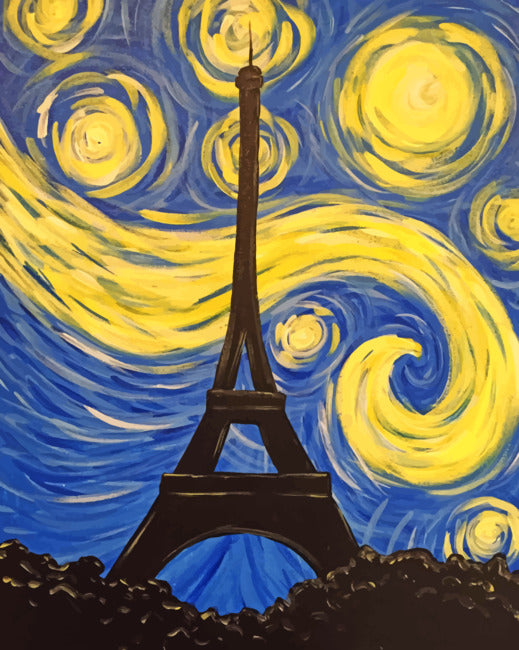 Eiffeltoren en Sterrennacht Schilderen op Nummers