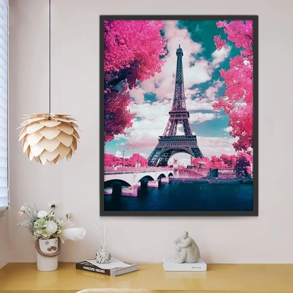 Eiffeltoren in een Magisch Rozige Wereld Schilderen op Nummers