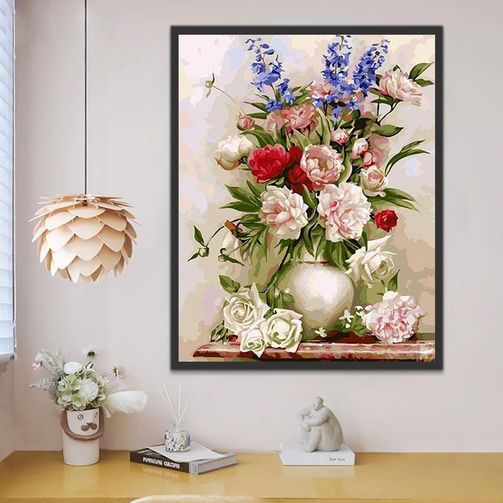 Elegante bloemen in pot Schilderen op Nummers