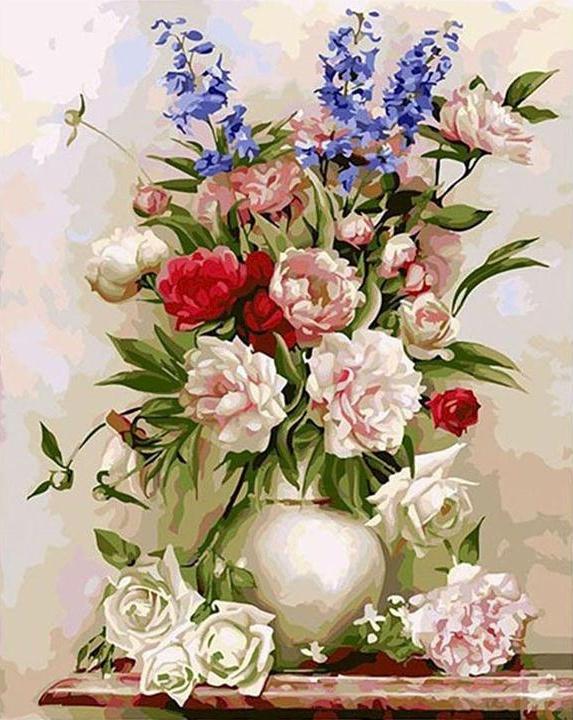 Elegante bloemen in pot Schilderen op Nummers