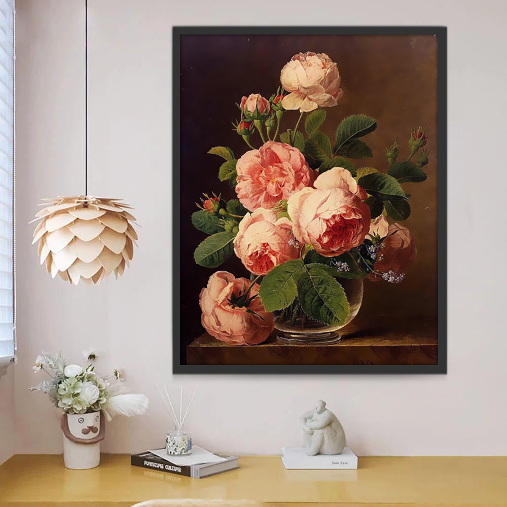 Elegante roze potbloemen Schilderen op Nummers