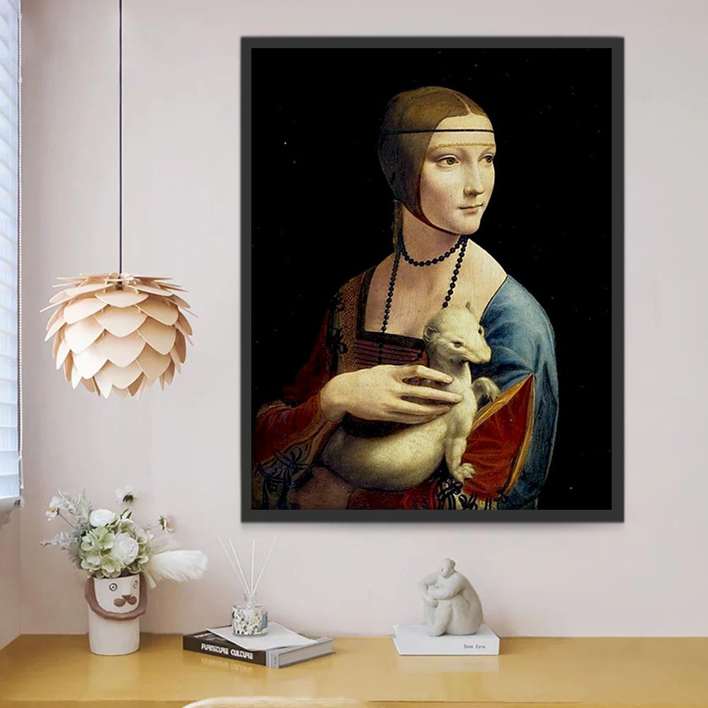 Elegante Vrouw met Lam in Klassieke Stijl Schilderen op Nummers