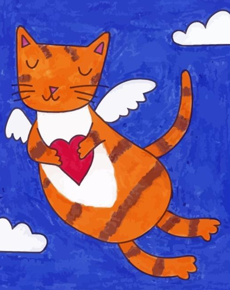 Engel Kat Schilderen op Nummers Kinderen