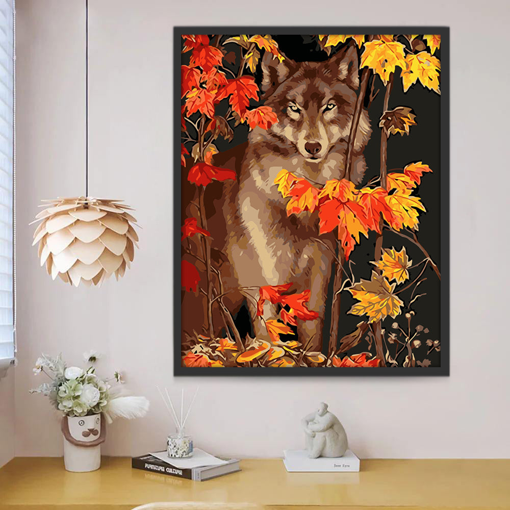 Esdoornbladeren en Wolf Schilderen op Nummers