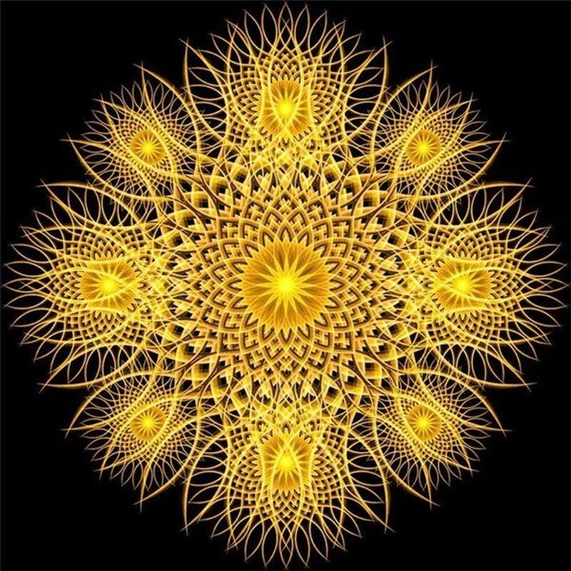 Etherisch Mandala Motief in Gouden Tinten Schilderen op Nummers