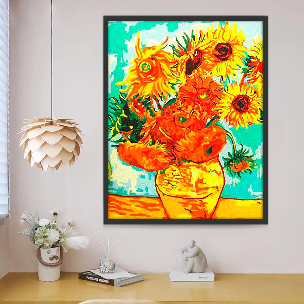 Expressieve Zonnebloemenkunst Schilderen op Nummers