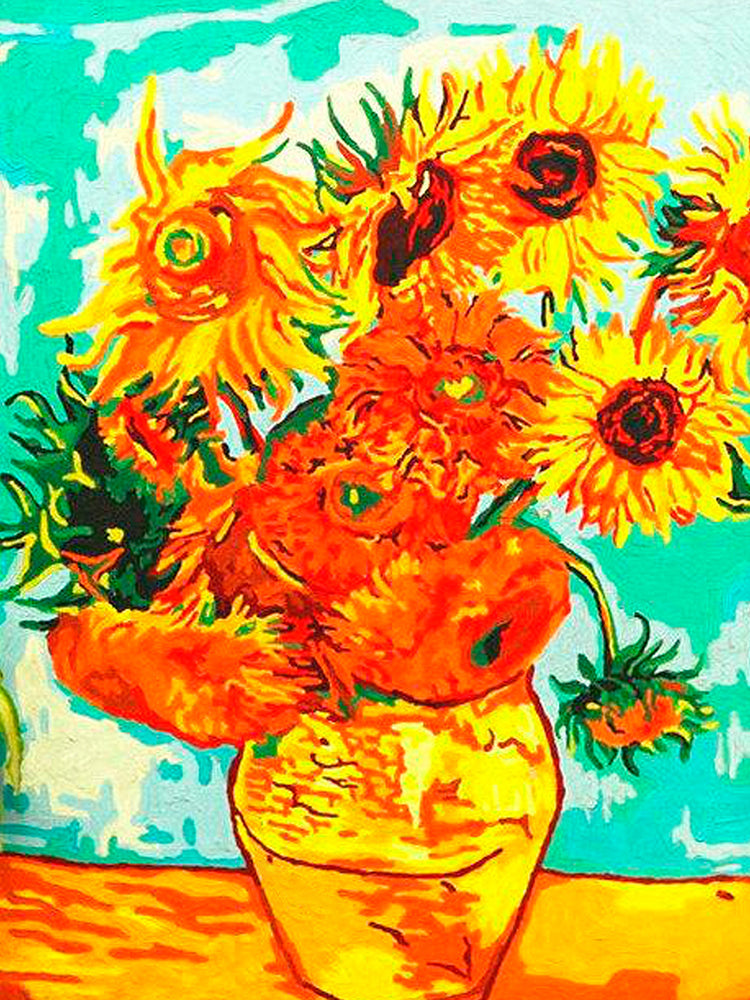 Expressieve Zonnebloemenkunst Schilderen op Nummers