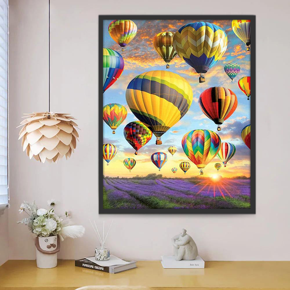 Fantastische Luchtballonnen over Bloemenveld Schilderen op Nummers