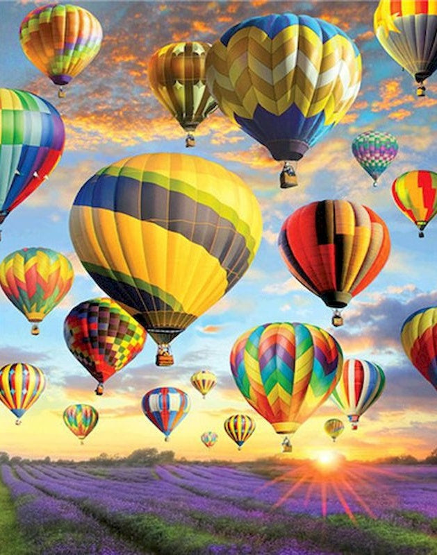 Fantastische Luchtballonnen over Bloemenveld Schilderen op Nummers