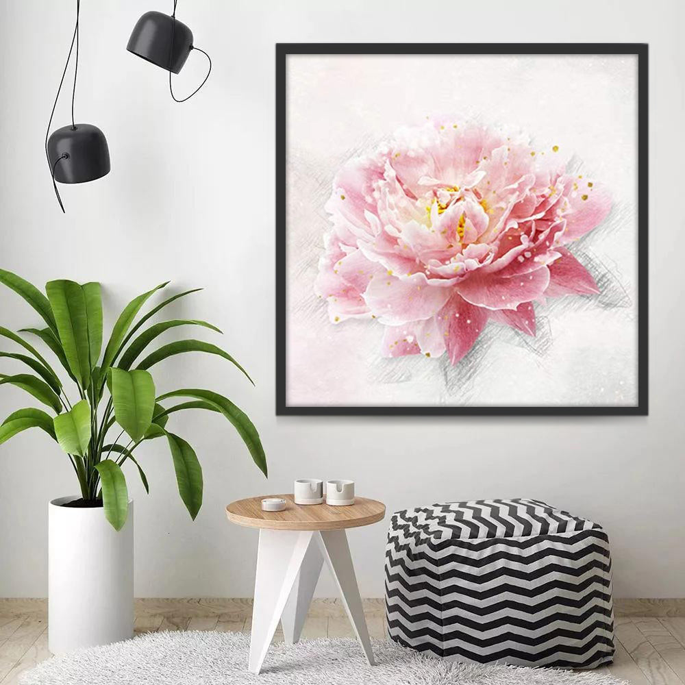 Farbstiftzeichnung Rosa Blume Schilderen op Nummers