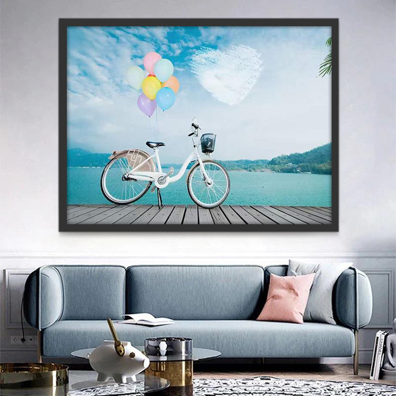 Fiets met Ballonnen bij Meer Schilderen op Nummers
