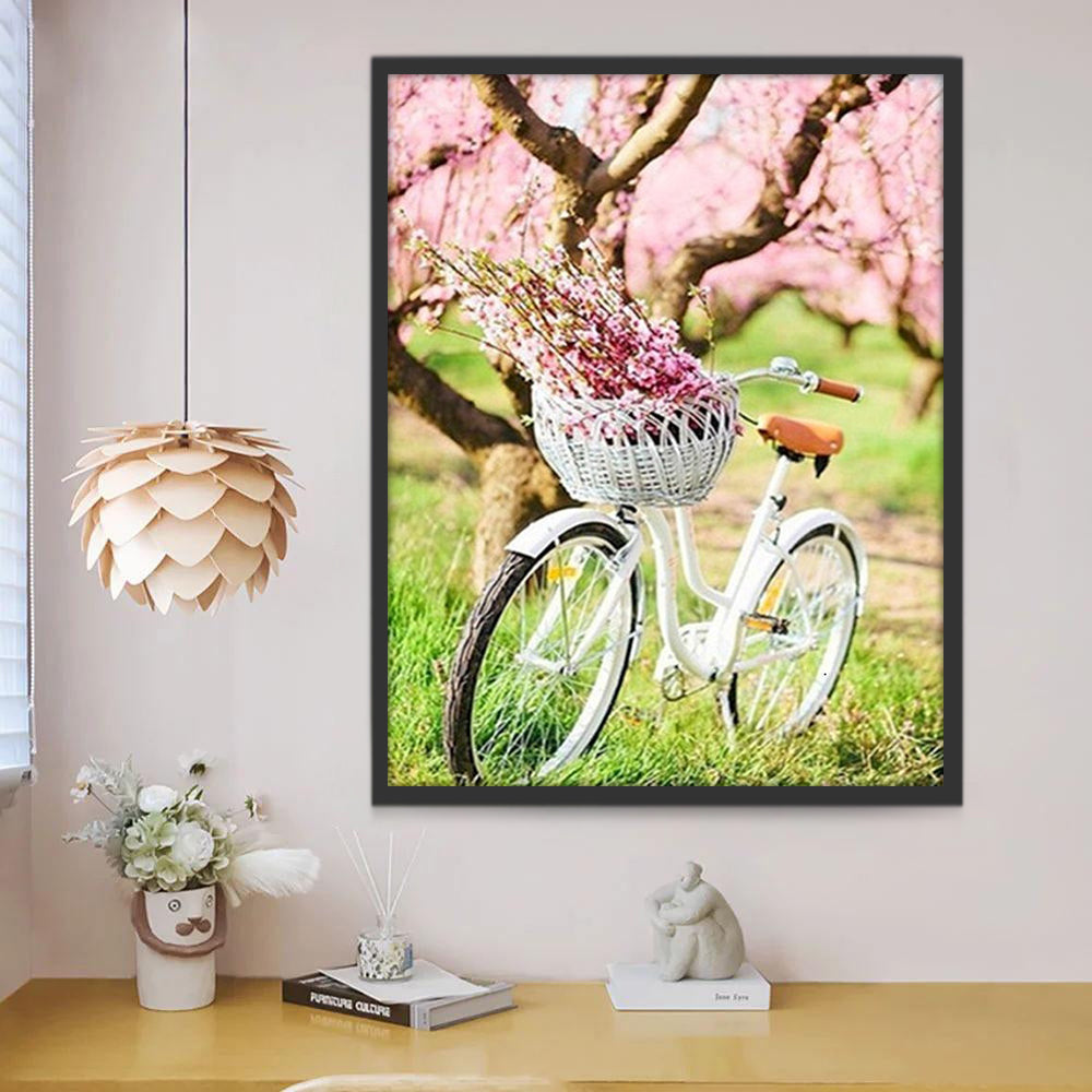 Fiets onder Bloesembomen Schilderen op Nummers