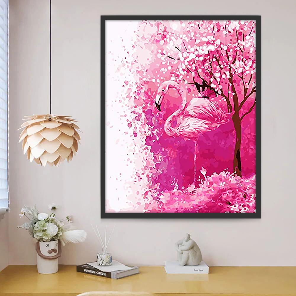 Flamingo en Bloeiende Bomen Schilderen op Nummers