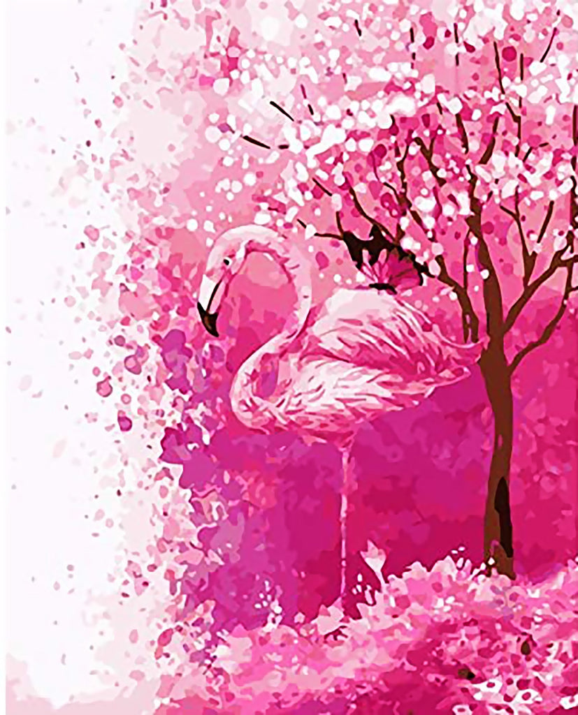 Flamingo en Bloeiende Bomen Schilderen op Nummers