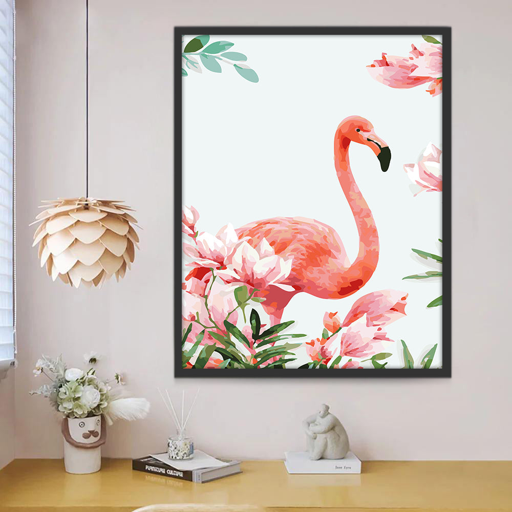 Flamingo en Roze Bloemen Schilderen op Nummers