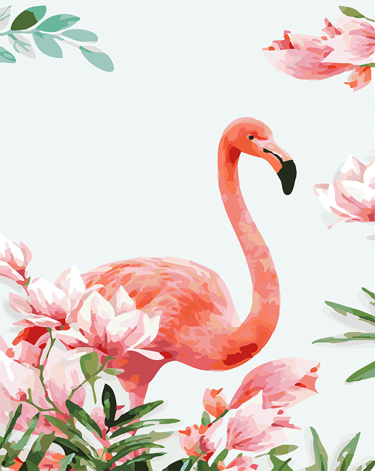Flamingo en Roze Bloemen Schilderen op Nummers