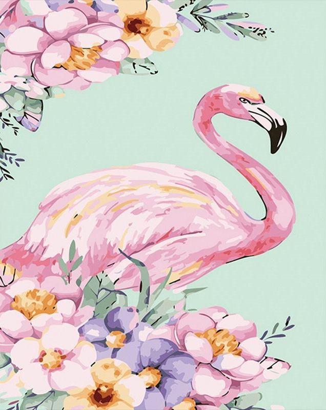 Flamingo en Roze Bloemen Schilderen op Nummers