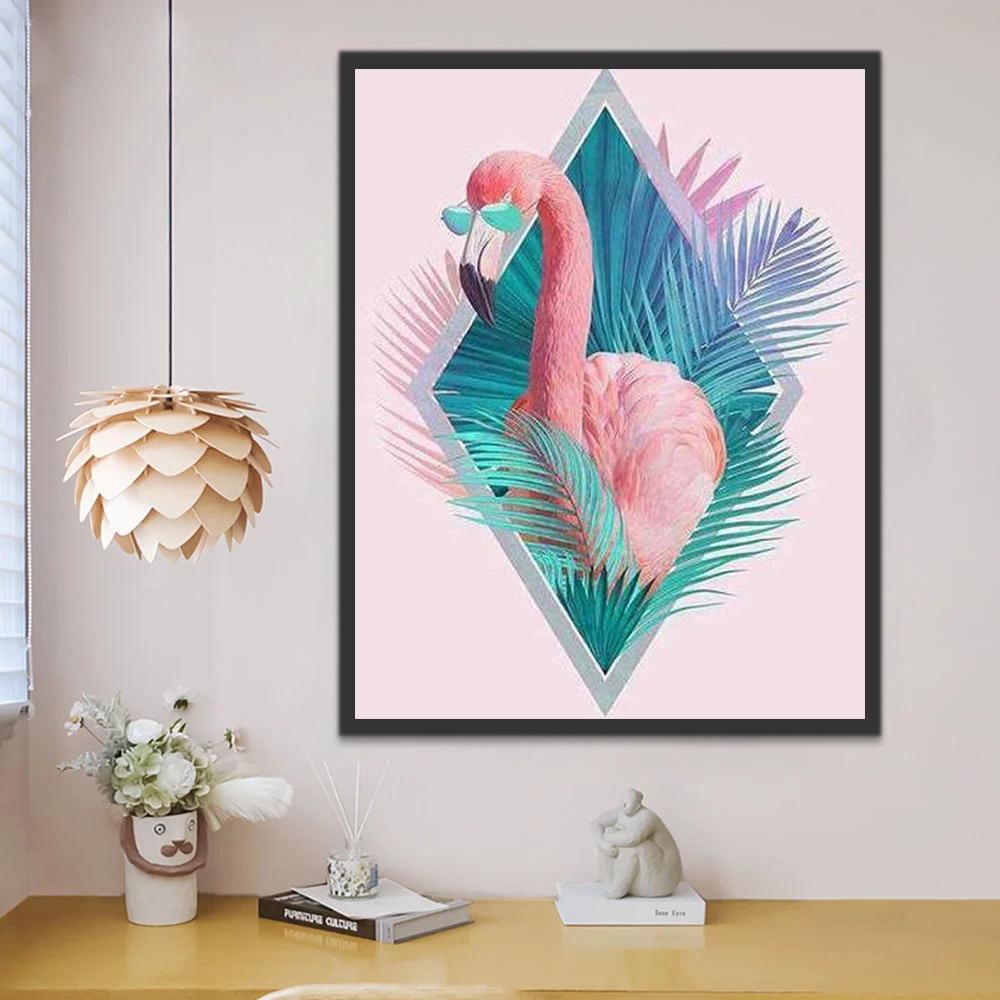 Flamingo met Blauwe Bril Schilderen op Nummers