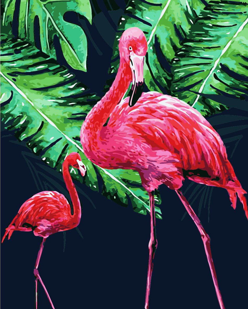 Flamingo Moeder en Kind Schilderen op Nummers