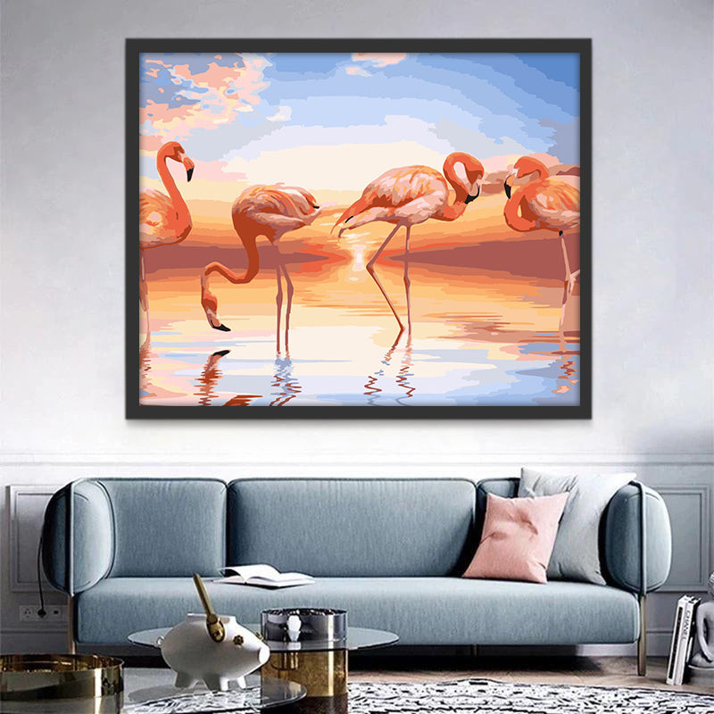 Flamingo's aan de Waterkant Schilderen op Nummers