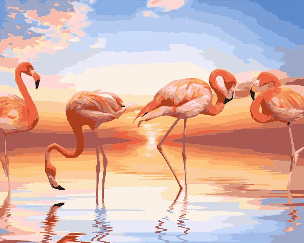 Flamingo's aan de Waterkant Schilderen op Nummers