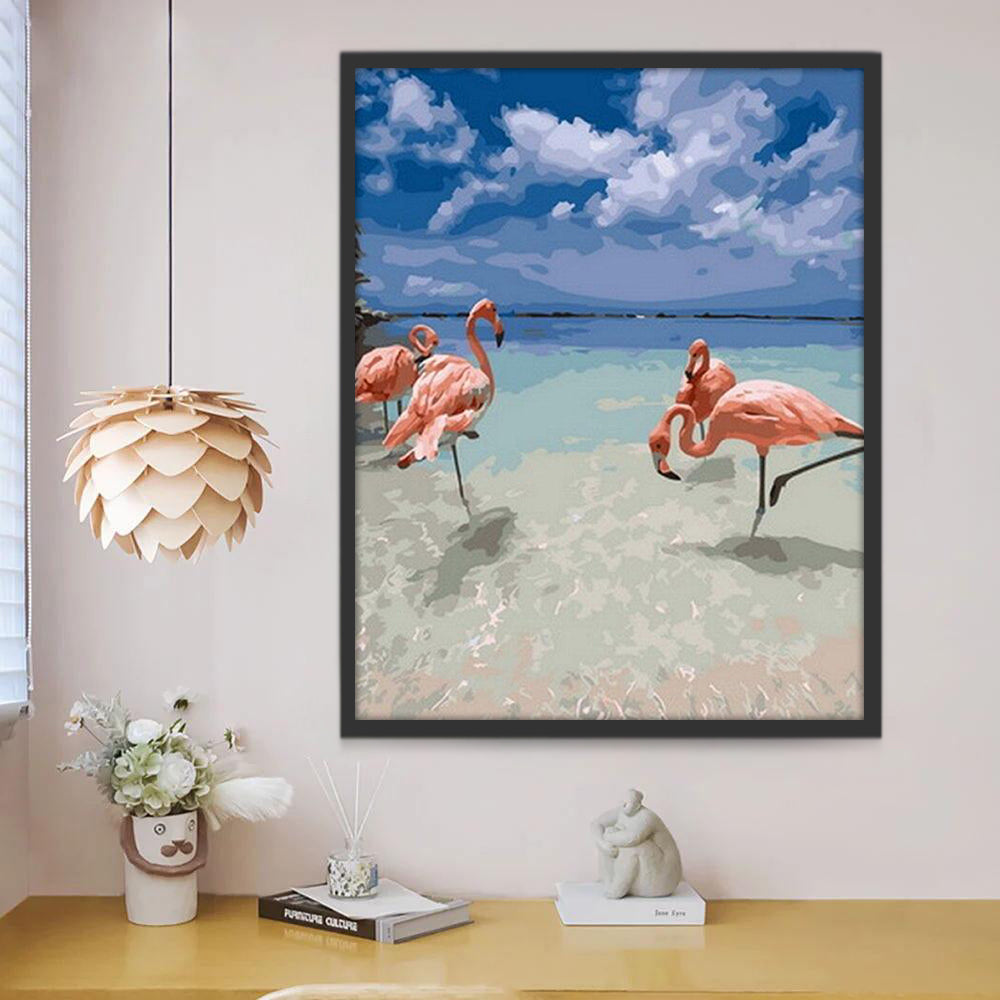 Flamingo's aan Zee Schilderen op Nummers
