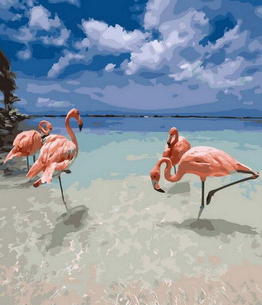 Flamingo's aan Zee Schilderen op Nummers