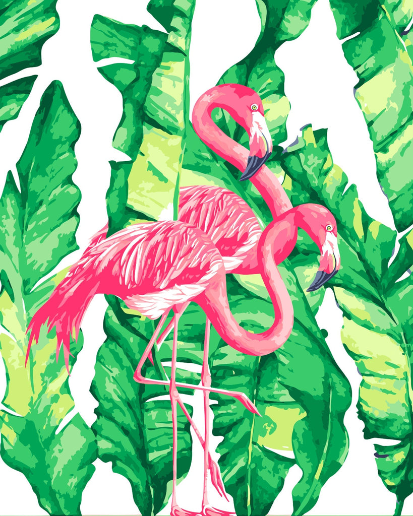 Flamingos en Bladeren Schilderen op Nummers