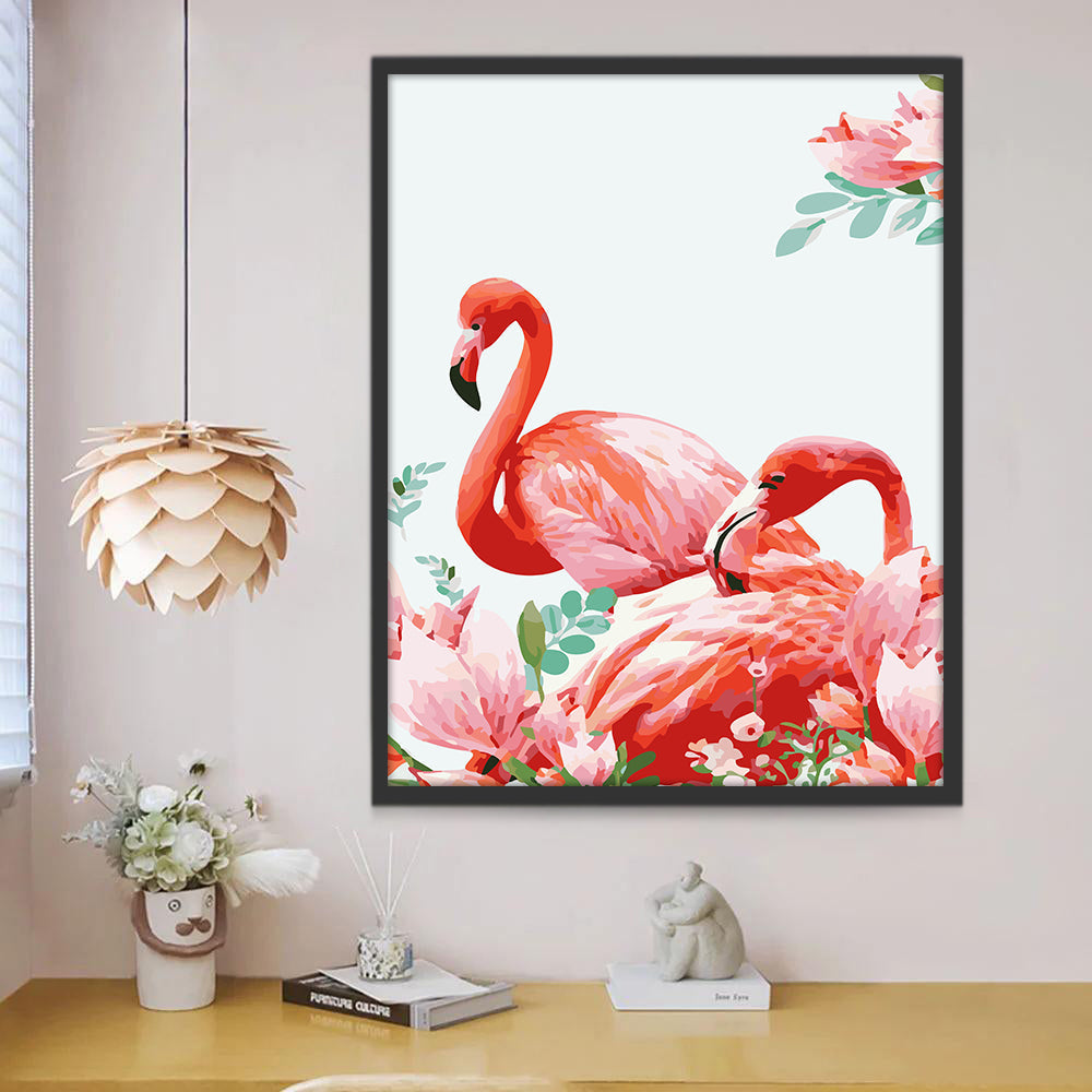 Flamingos en Bloemen Schilderen op Nummers
