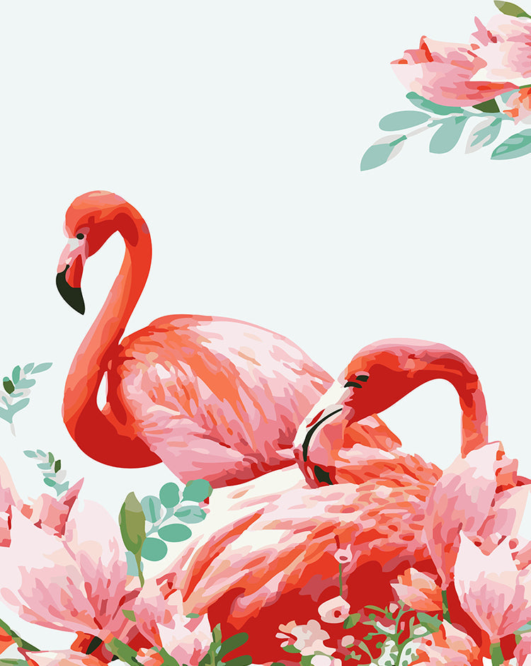 Flamingos en Bloemen Schilderen op Nummers