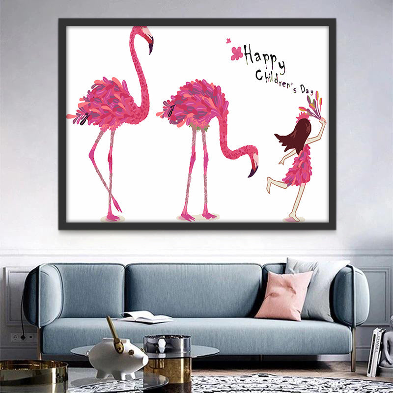 Flamingo's en Meisje Schilderen op Nummers