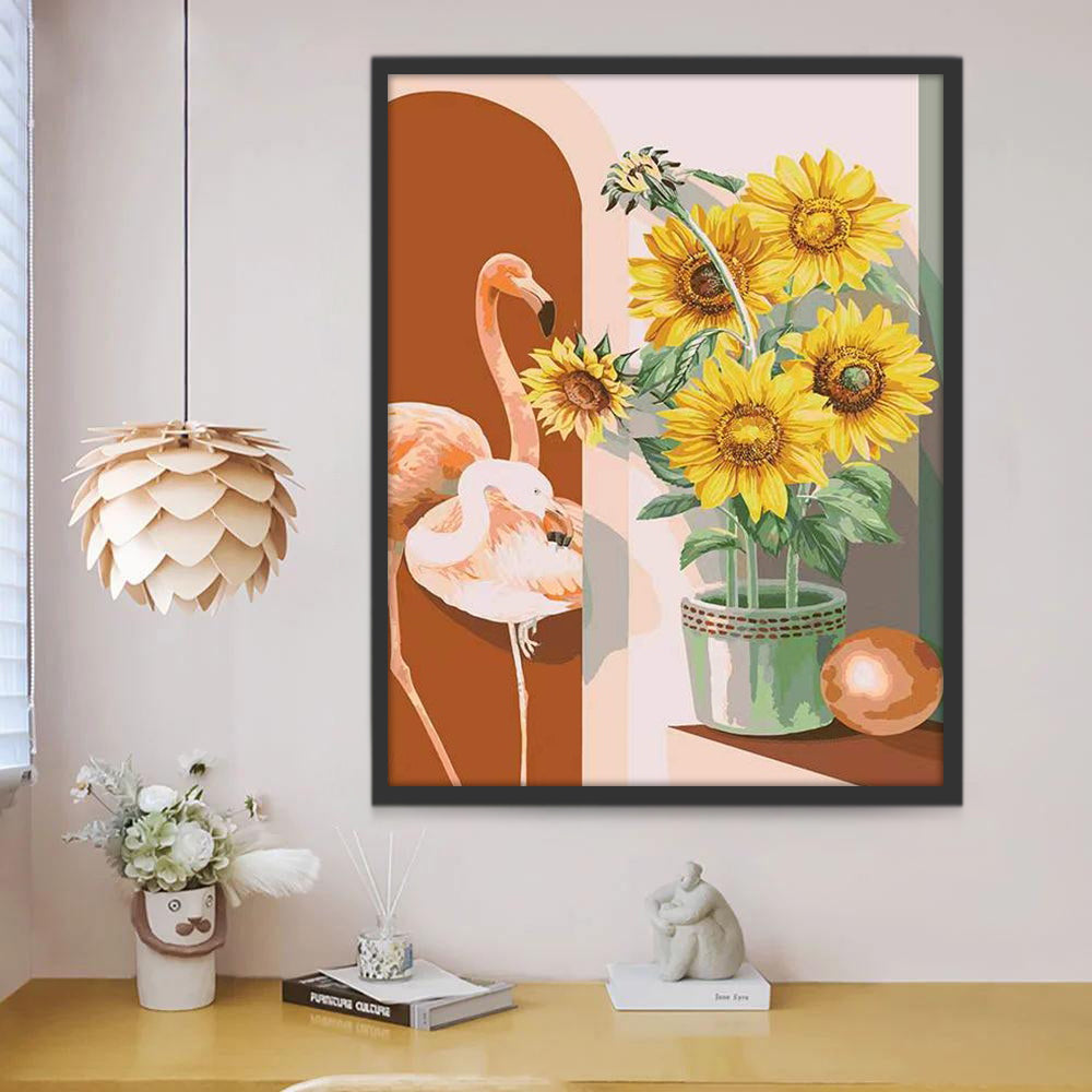Flamingo's en Zonnebloemen Schilderen op Nummers