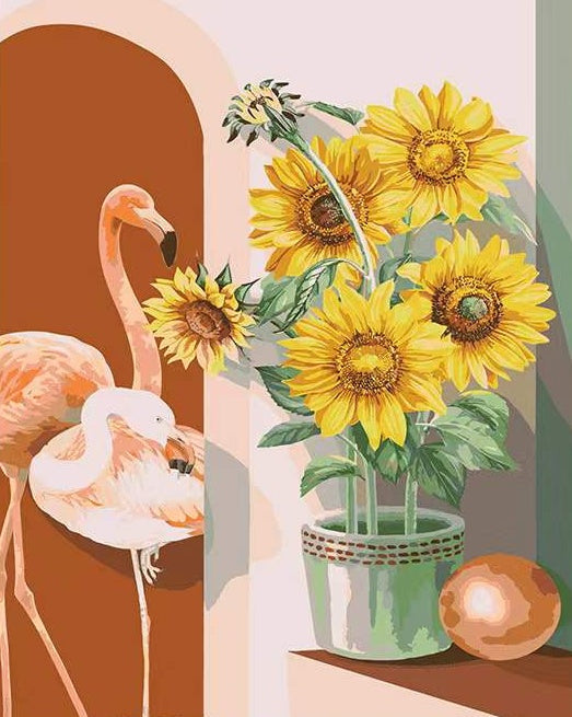 Flamingo's en Zonnebloemen Schilderen op Nummers