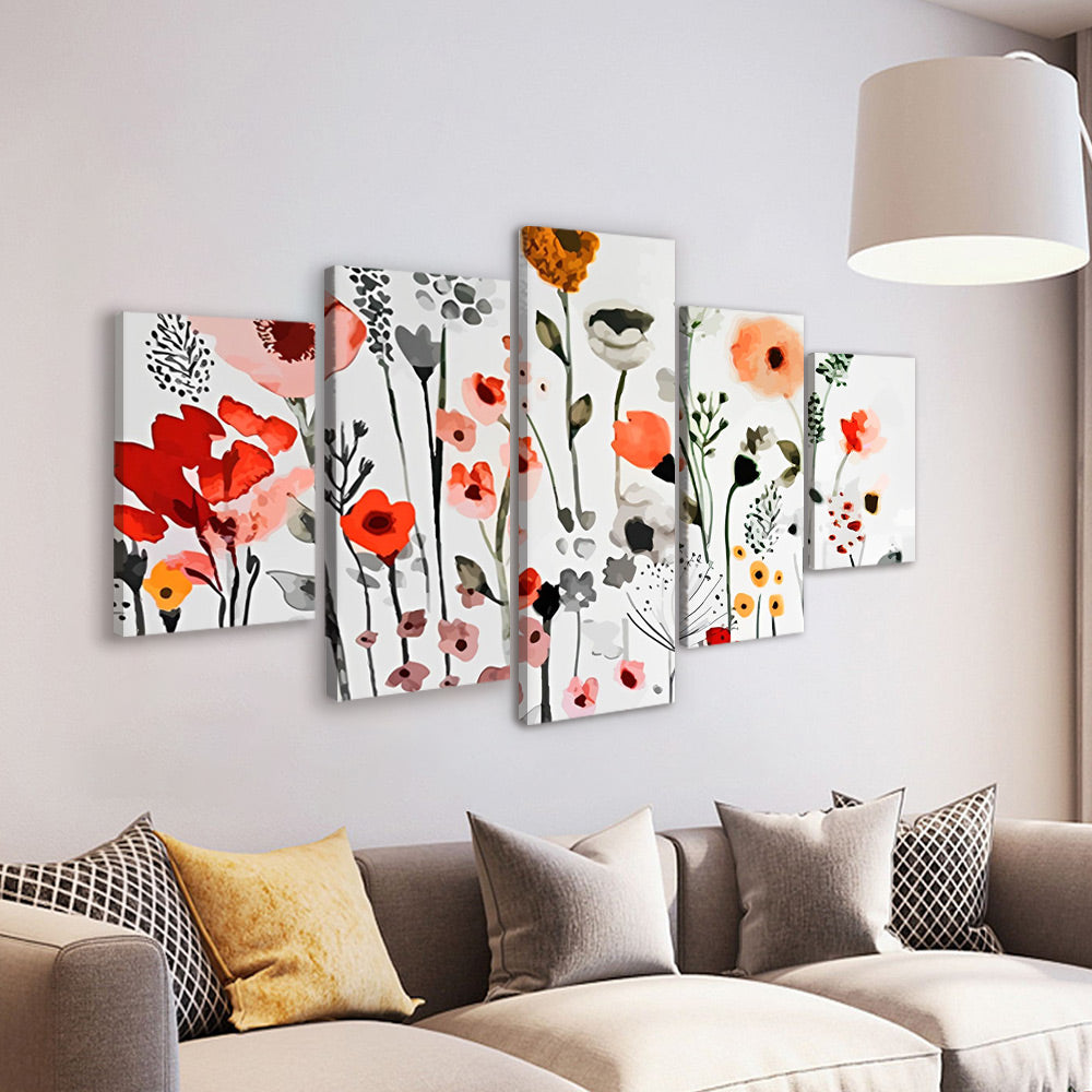 Flora en Fauna in een Minimalistische Stijl 5 Platen Schilderen op Nummers