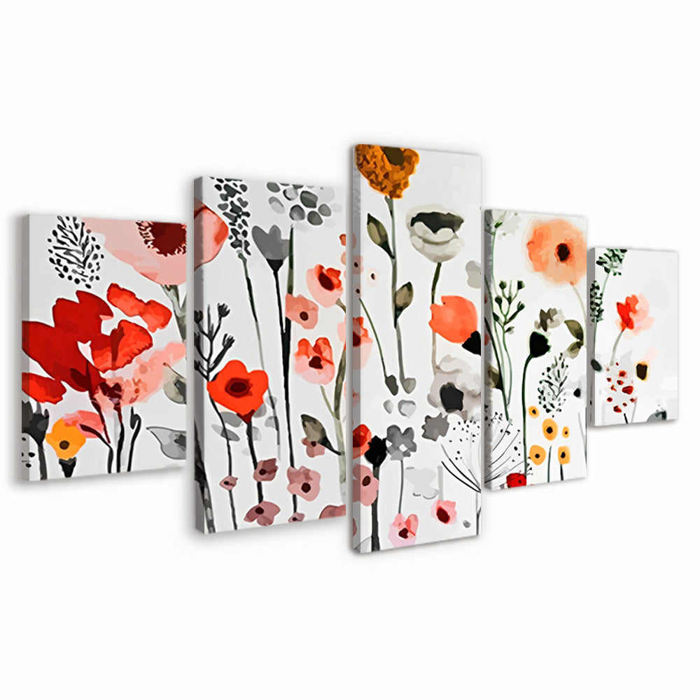 Flora en Fauna in een Minimalistische Stijl 5 Platen Schilderen op Nummers