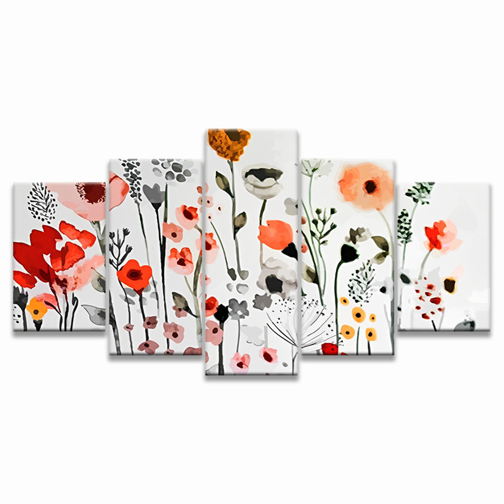 Flora en Fauna in een Minimalistische Stijl 5 Platen Schilderen op Nummers