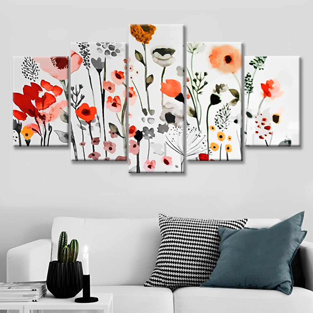 Flora en Fauna in een Minimalistische Stijl 5 Platen Schilderen op Nummers
