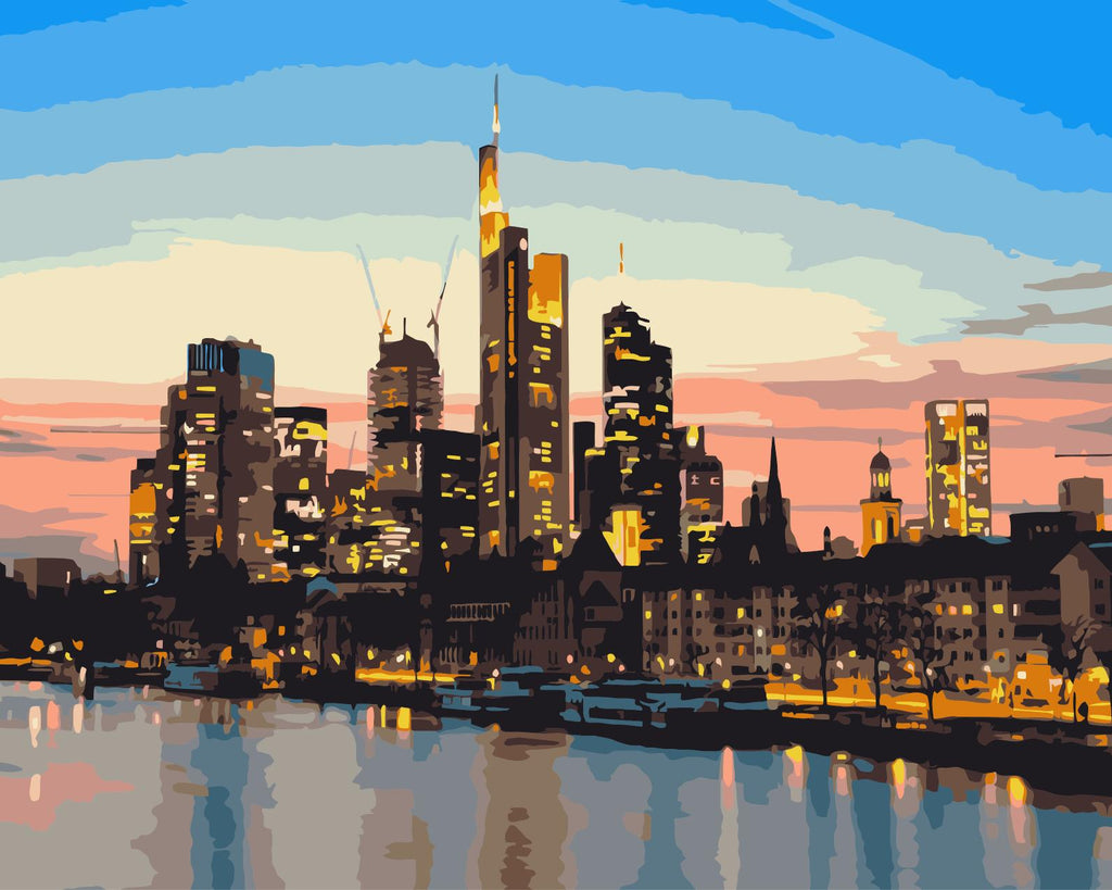 Frankfurt bij Nacht Schilderen op Nummers