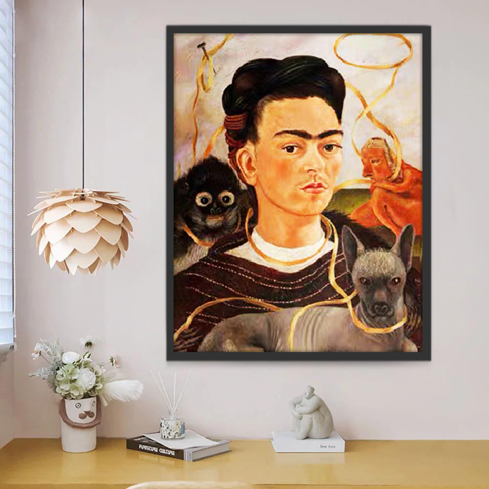 Frida Kahlo-achtig Surrealistisch Tafereel met Dieren Schilderen op Nummers