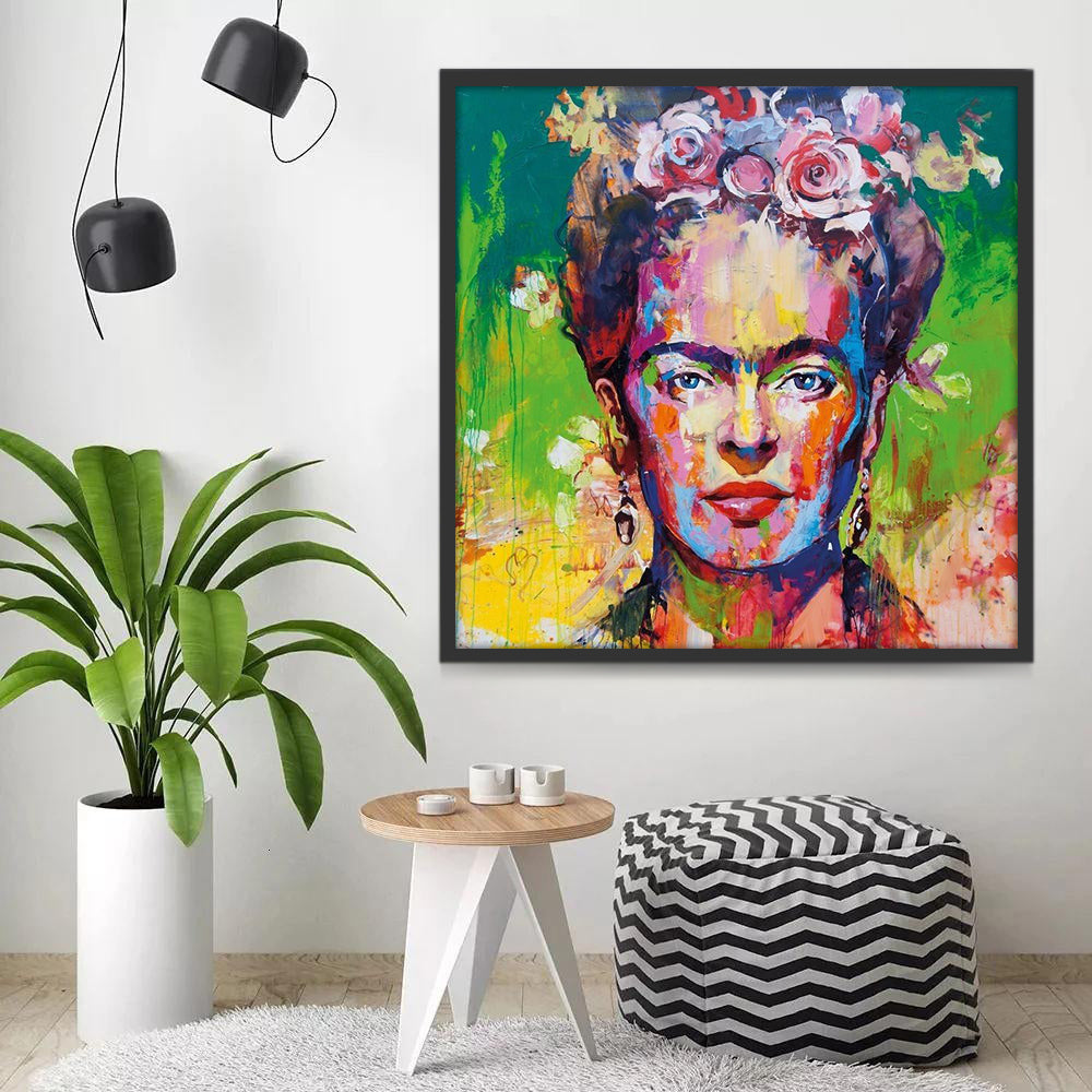 Frida op Gekleurde Achtergrond Schilderen op Nummers