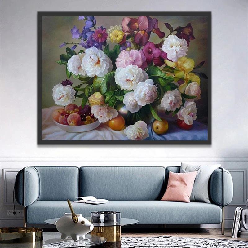 Fruit en Diverse Potbloemen Schilderen op Nummers