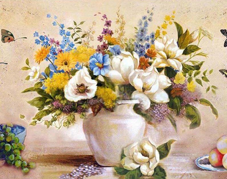 Fruit en Potbloemen Schilderen op Nummers