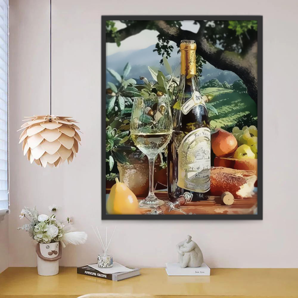 Fruit en Wijn op de Tafel naast de Boom Schilderen op Nummers
