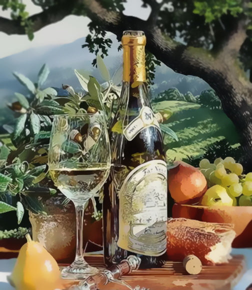 Fruit en Wijn op de Tafel naast de Boom Schilderen op Nummers