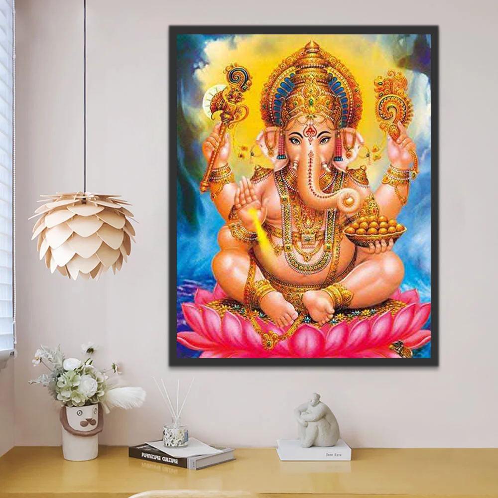 Ganesha die op de Lotus Zit Schilderen op Nummers