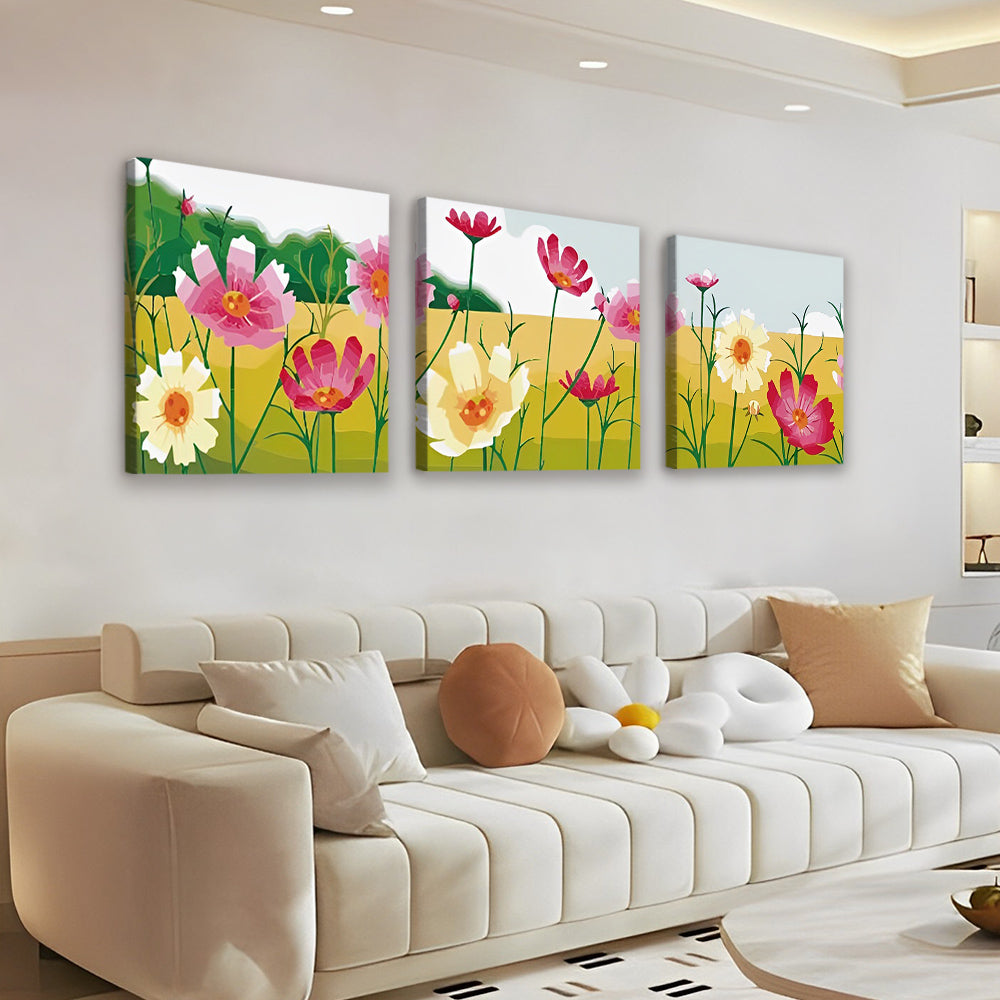 Gazon met Chrysanten 3 Platen Schilderen op Nummers
