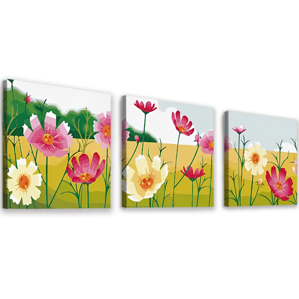 Gazon met Chrysanten 3 Platen Schilderen op Nummers