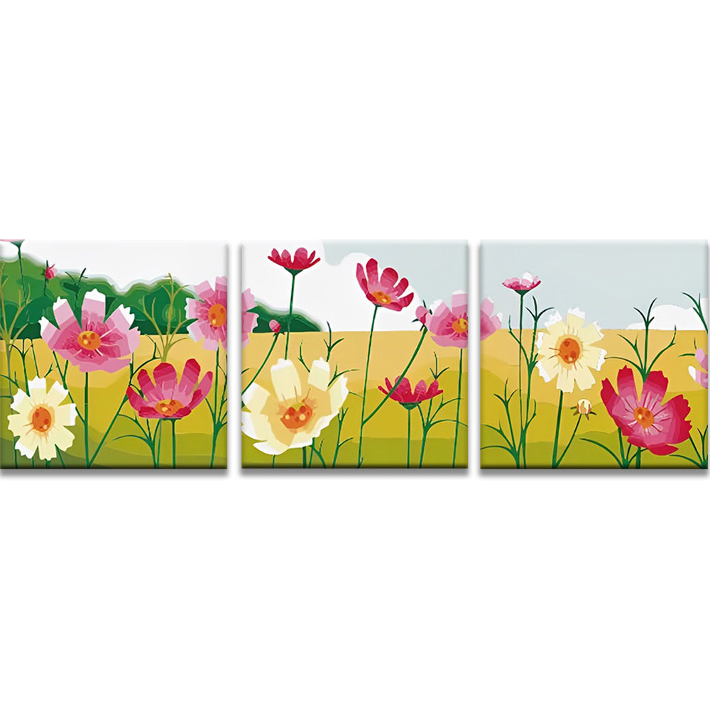 Gazon met Chrysanten 3 Platen Schilderen op Nummers